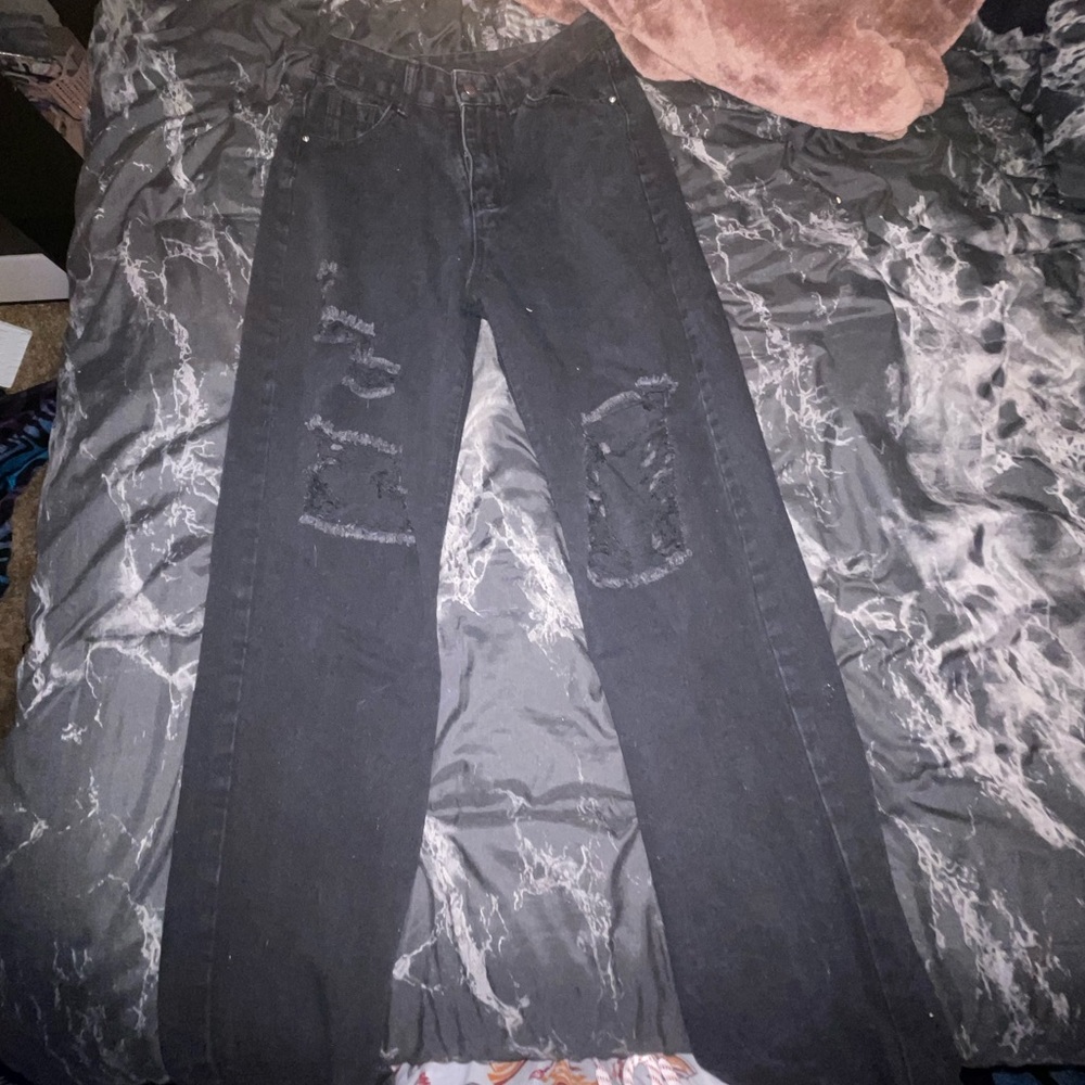 Black baggy jeans with holes